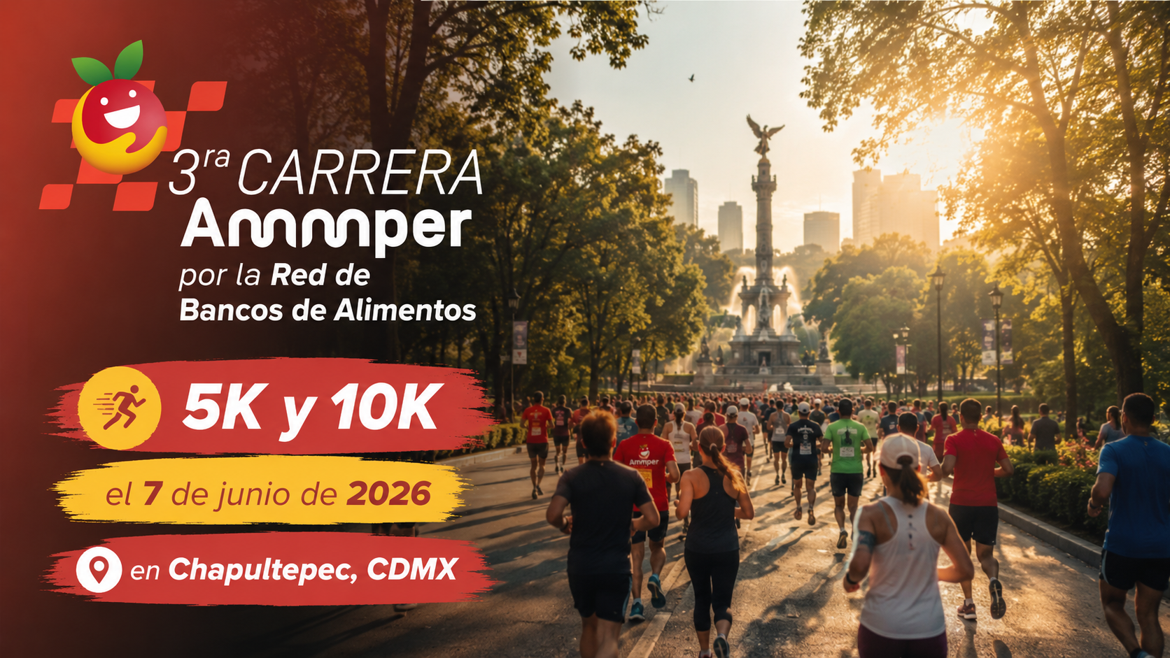 3ra Carrera Ammper por la Red de Bancos de Alimentos — 5K y 10K el 7 de junio de 2026 en Chapultepec, CDMX